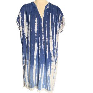 Sweet Magnolia Dress Ombre Tie Dye V-Neck Short Sleeve Lagenlook Sz M #101F